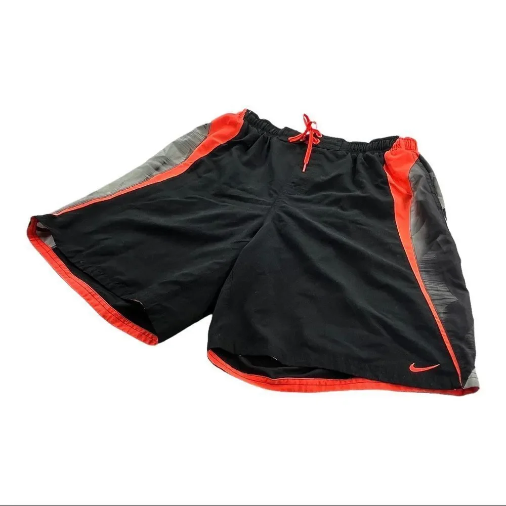 Nike Mens Swim Trunks Black and Orange with 3 Pockets size XXL (10160)